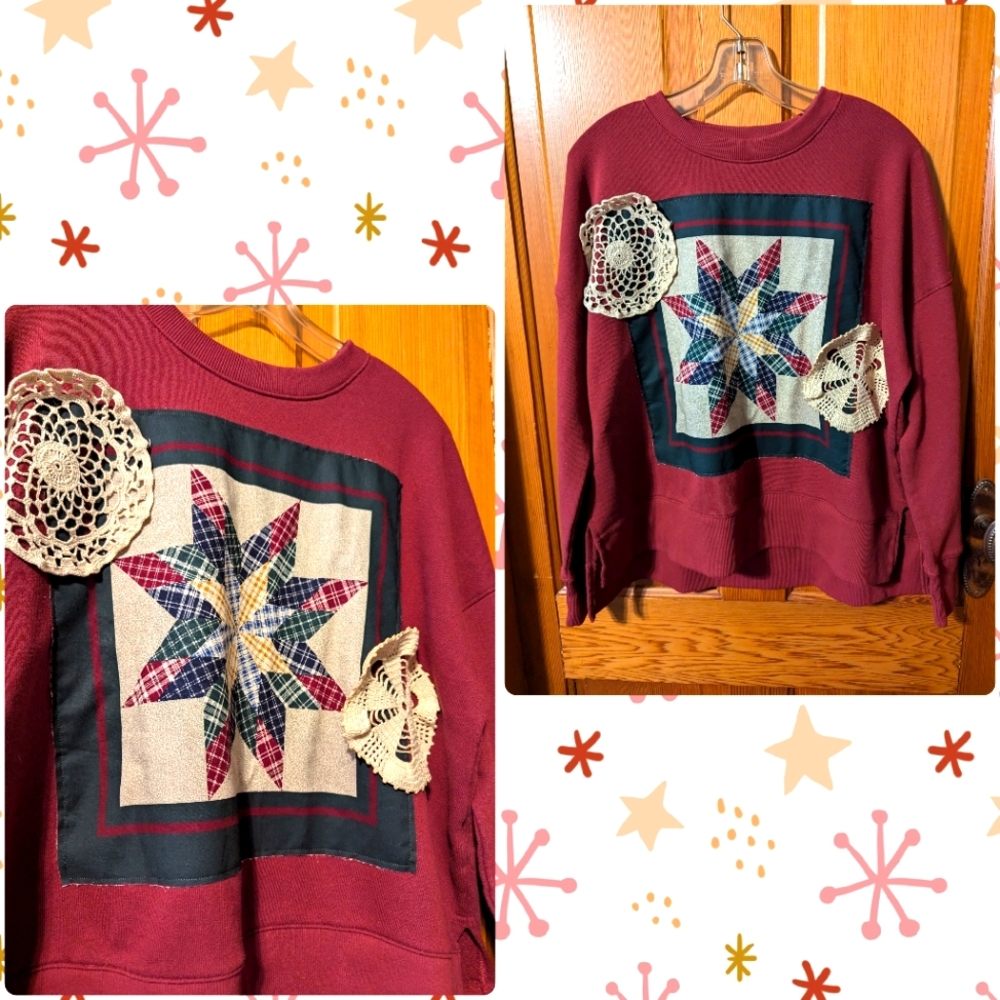 OOAK Cozy Cottagecore Upcycled Sweatshirt